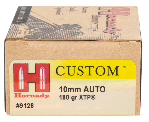 Hornady 9126 Custom 10mmAuto 180gr Hornady XTP Hollow Point 20 Per Box/10 Case Centerfire, Handgun Ammunition