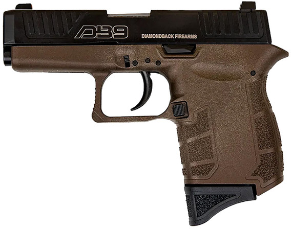 Diamondback DB0200P071 DB9 Gen4 Micro-Compact Frame 9mm Luger 6+1, 3.10 in Stainless Steel Barrel, Black Nitride Serrated Stainless Steel Slide, Midnight Bronze Polymer Frame & Grip, Pistol