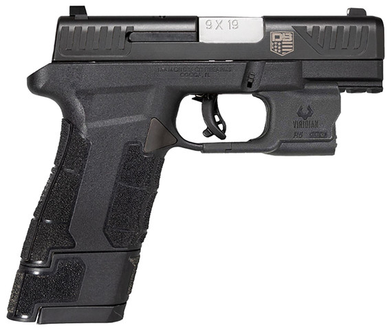 Diamondback DB0301P001 AM2 w/Viridian Laser Sub-Compact Frame 9mm Luger 12+1/17+1, 3.50 in Stainless Steel Barrel, Black Nitride Serrated Stainless Steel Slide, Black Polymer Frame w/Picatinny Rail & Polymer Grip, Pistol