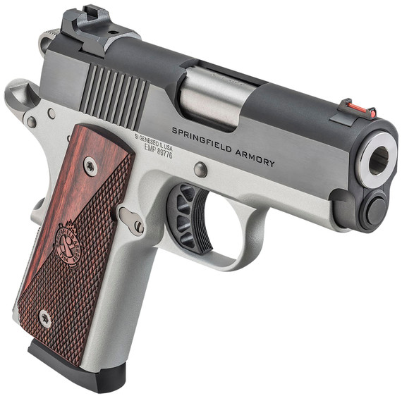Springfield Armory PX9123L 1911 Ronin EMP 9mm Luger 9+1 3 in Stainless Match Grade Bull Steel Barrel, Blued Serrated Carbon Steel Slide, Satin Cerakote Aluminum Frame w/Beavertail, Textured Wood Grip, Pistol