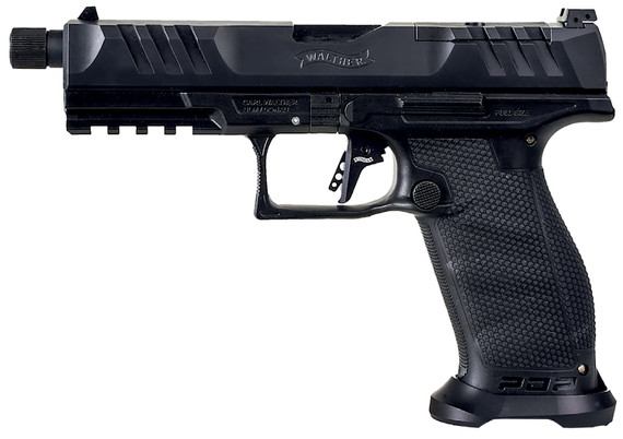 Walther Arms 2858142 PDP Pro SD Full Size 9mm Luger 10+1 5.10 in Black Steel Threaded Barrel, Black Optic Ready/Serrated 4.50 in Slide, Black Polymer Frame w/Picatinny Rail, Black Performance Duty Texture Grips, Pistol