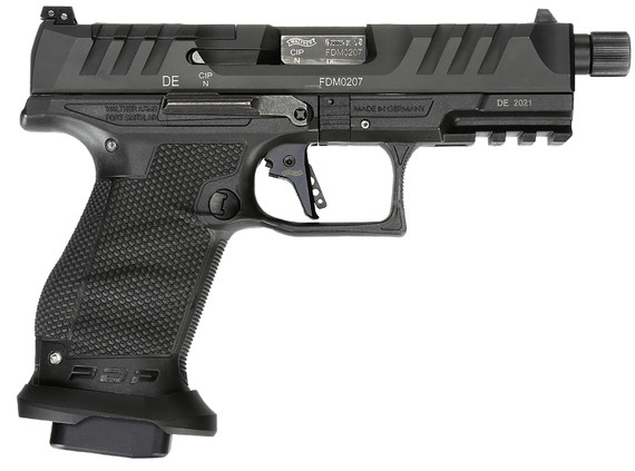 Walther Arms 2858151 PDP Pro SD Compact 9mm Luger 10+1 4.60 in Black Steel Threaded Barrel, Black Optic Ready/Serrated Slide, Black Polymer Frame w/Picatinny Rail, Black Performance Duty Texture Grips, Pistol