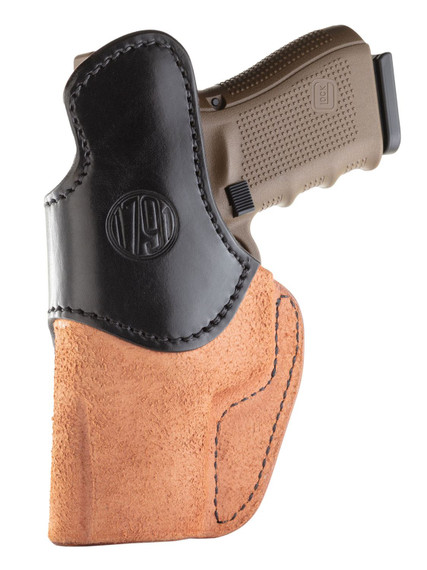 1791 Gunleather RCH4BLBR RCH Black w/Brown Trim Leather IWB Fits Glock 17/S&W Shield/Sprgfld XD9 Right Hand