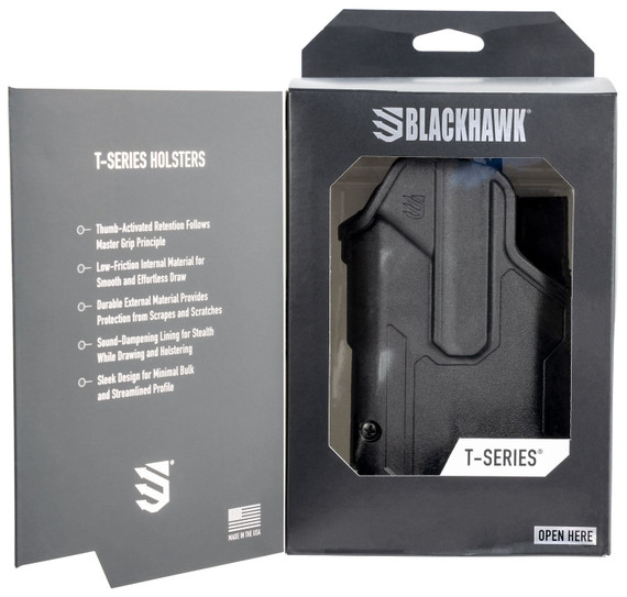 Blackhawk 410261BKR T-Series L2C Light Bearing OWB Black Polymer Belt Slide Fits Sig P320/M17/M18 Right Hand, Holster