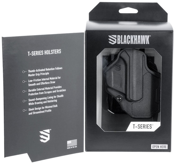 Blackhawk 410759BKR T-Series L2C Non-Light Bearing OWB Black Polymer Belt Slide Fits S&W M&P Shield 9/40 Right Hand