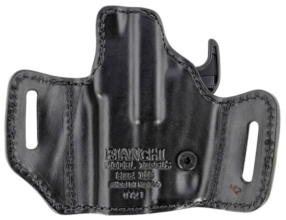 Bianchi 51831 Allusion Assent Pro-Fit OWB Size 11 Black Leather Belt Slide Compatible w/Glock 26/S&W M&P Shield/S&W M&P Compact/FN FNS Compact Belt Up to 1.50 in Wide Right Hand, Holster