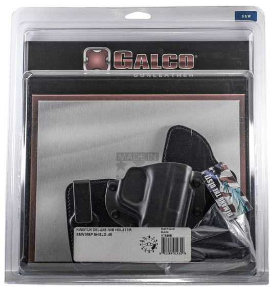 Galco KT826B KingTuk Deluxe IWB Black Kydex/Leather UniClip Fits S&W M&P Shield Right Hand, Holster