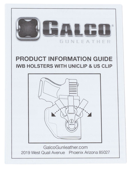 Galco TUC858B Tuck-N-Go 2.0 IWB Black Leather UniClip/Stealth Clip Fits S&W M&P Shield EZ, Holster