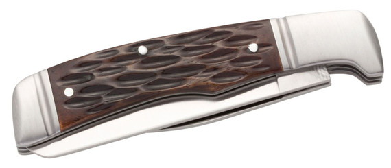 Browning 3220012 Joint Venture 2.88 in Folding Drop Point/Spey Point Plain 8Cr13MoV SS Blade Brown Jigged Bone Handle, Knife