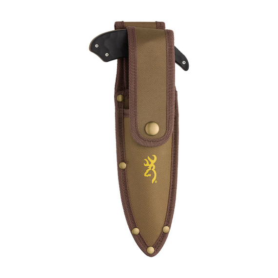 Browning 3220420 Primal Combo 3.75 in/5.25 in Drop Point Gut Hook/Skinner, Saw 8Cr13MoV SS Blade, Black Polymer w/Rubber Overmold & Finger Grooves Handle, 2 Piece Set, Includes Sheath