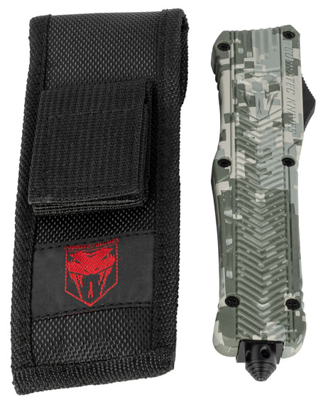 CobraTec Knives LADCCTK1DAGNS CTK-1 Large 3.75 in OTF Dagger Plain D2 Steel Blade/Army DigiCamo Aluminum Handle Features Glass Breaker Includes Pocket Clip, Knife