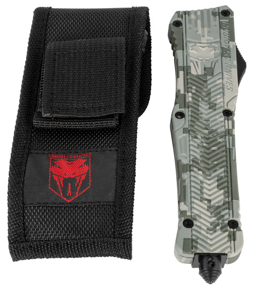CobraTec Knives LADCCTK1LTNS CTK-1 Large 3.75 in OTF Tanto Plain D2 Steel Blade/Army DigiCamo Aluminum Handle Features Glass Breaker Includes Pocket Clip, Knife
