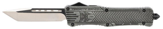 CobraTec Knives LSWCTK1LTNS CTK-1 Large 3.75 in OTF Tanto Plain D2 Steel Blade/Stonewashed Aluminum Handle Features Glass Breaker Includes Pocket Clip, Knife