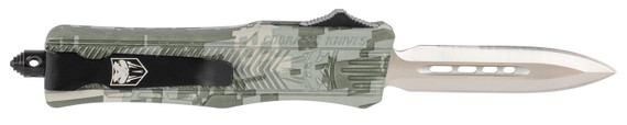 CobraTec Knives SADCCTK1SDAGNS CTK-1 Small 2.75 in OTF Dagger Plain D2 Steel Blade/Winter Digi Camo Aluminum Handle Features Glass Breaker Includes Pocket Clip, Knife
