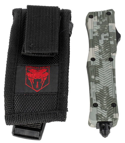 CobraTec Knives SADCCTK1SDAGNS CTK-1 Small 2.75 in OTF Dagger Plain D2 Steel Blade/Winter Digi Camo Aluminum Handle Features Glass Breaker Includes Pocket Clip, Knife