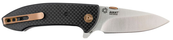 CRKT 4620 Avant 3.18 in Folding Spear Point Plain Satin 8Cr14MoV SS Blade/ Black Carbon Fiber/G10 Handle Includes Pocket Clip, Knife