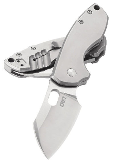CRKT 5311 Pilar 2.40 in Folding Plain Satin 8Cr13MoV SS Blade/Bead Blasted Stainless Steel Handle Includes Pocket Clip, Knife