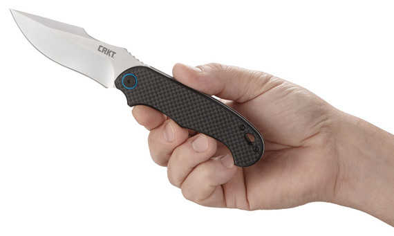 CRKT 7920 P.S.D. 3.63 in Folding Plain Satin 4116 Stainless Steel Blade/ Black Carbon Fiber/G10 Handle Includes Pocket Clip, Knife