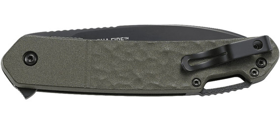 CRKT K542GKP Bona Fide 3.52 in Folding Modified Drop Point Plain Black PVD 4116 Stainless Steel Blade/OD Green Aluminum Handle Includes Pocket Clip, Knife