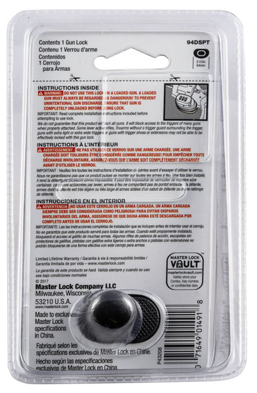 Master Lock 94DSPT Trigger Guard Lock Resettable Open With Combination Gray Steel/Zinc Firearm Fit-, Handgun/, Rifle/Shotgun