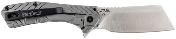 Kershaw 3445 Static 2.90 in Folding Cleaver Plain Satin 8Cr13MoV SS Blade Gray PVD Stainless Steel Handle Includes Pocket Clip, Knife