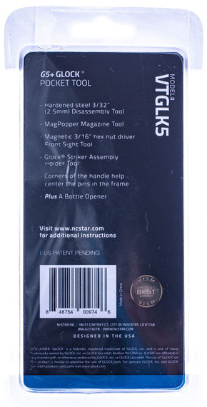NcStar VTGLK5 G5+ Pocket Tool Black/Blue Steel Compatible w/Glock