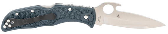 Spyderco C243PGYW Endela Lightweight 3.41 in Folding Clip Point Plain VG-10 SS Blade Blue/Gray FRN Handle Includes Pocket Clip, Knife