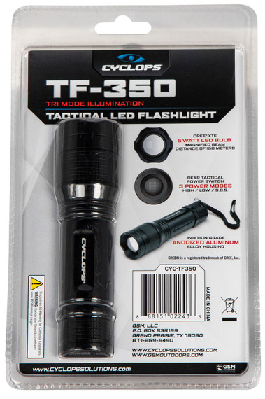 Cyclops CYCTF350 TF-350 Tactical Black Anodized 350 Lumens White Cree LED