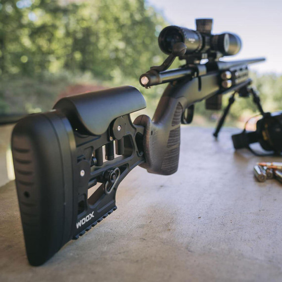 Woox SHCHS00110 Furiosa Chassis Midnight Gray Aluminum Aluminum Chassis w/Adjustable Cheek Fits Remington 700 M5 DBM Short Action 31 in OAL Right Hand