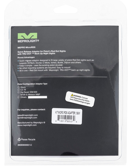 Meprolight USA 88071504 MIcroRDS S&W M&P Black S&W M&P, Red Dot Sight