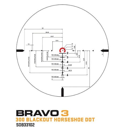 Sig Sauer Electro-Optics SOB33102 Bravo3 Battle Black 3 x 24 mm 300 Blackout Horseshoe Dot Red Reticle, Red Dot Sight
