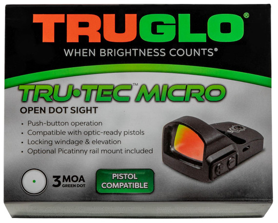 TruGlo TG8100G TruTec Micro Micro Sub-Compact 23x17mm 3 MOA Green Dot Reticle