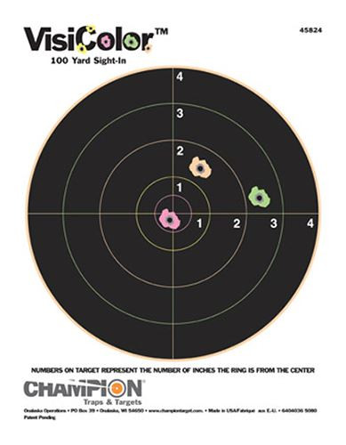 Champion 45824 VisiColor Bullseye Hanging, Pistol/, Rifle 8.50 in x 11 in Multi-Color Includes Pasters 10 Pack Paper Targets