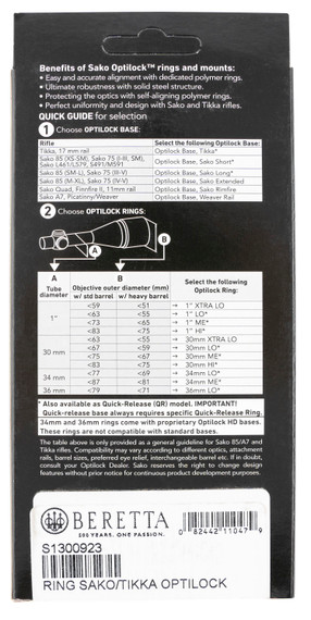 Tikka S1300923 Opti-Lock Rings Black 1 in Extra Low
