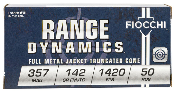 Fiocchi 357F Range Dynamics 357Mag 142gr Full Metal Jacket Truncated Cone 50 Per Box/20 Case Centerfire, Handgun Ammunition