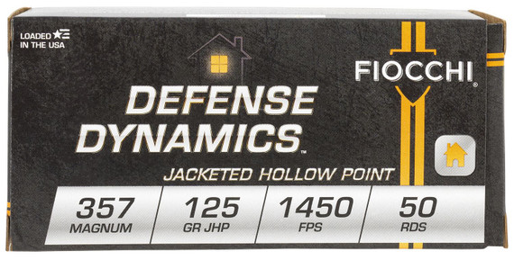 Fiocchi 357D Defense Dynamics 357Mag 125gr Jacketed Hollow Point 50 Per Box/20 Case Centerfire, Handgun Ammunition