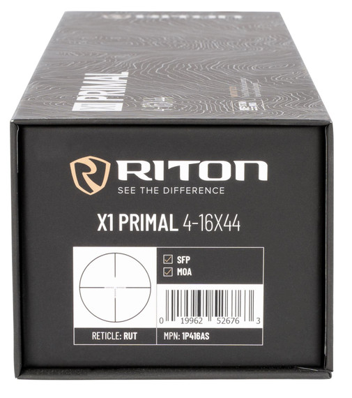 Riton Optics 1P416AS 1 Primal Black Anodized 4-16x44mm 1 in Tube RUT Reticle