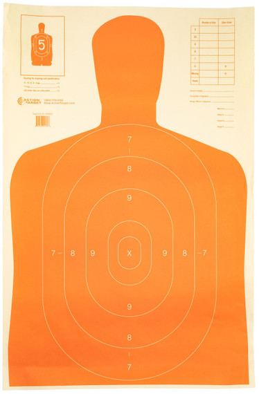 Action Target B27EORANGE Economy Silhouette Hanging Paper Target 23" x 35" 100 Per Box