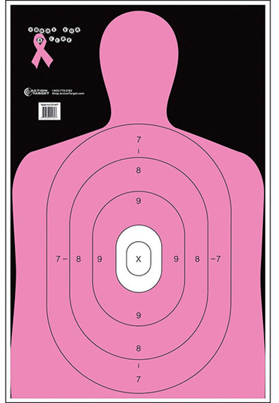Action Target B27ENPT100 Shoot For The Cure Breast Cancer Target Silhouette Paper 23" x 35" Pink 100 Per Box