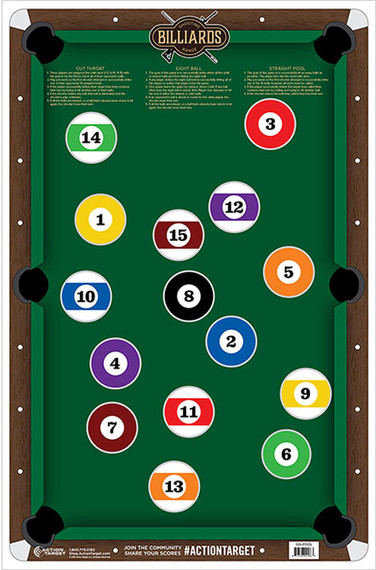Action Target GSPOOL100 Billiards Pool Table Paper Hanging 23" x 35" Multi-Color 100 Per Box