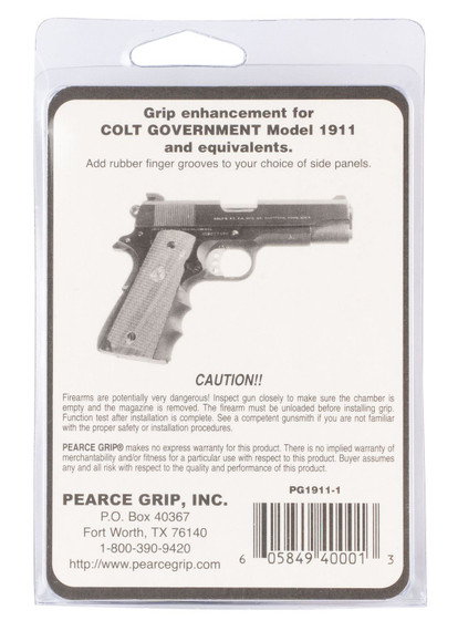 Pearce Grip PG19111 Finger Groove Insert FG Black Rubber for 1911 Government