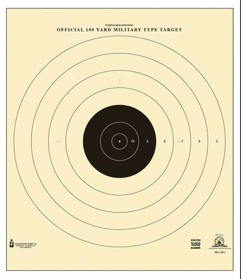 Action Target SR1100 Military Bullseye Tagboard Hanging 100 yds 21" x 21" Black/White 100 Per Box