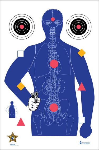 Action Target SSO99100 Vital Anatomy Sarasota Sheriff's Office Silhouette/Vitals Paper Hanging 23" x 35" Blue 100 Per Box