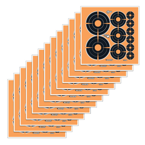 EZ-Aim 15254 Adhesive Target Splash Self-Adhesive Paper 1 in/2 in/3 in Bullseye Black/Orange 12 PK