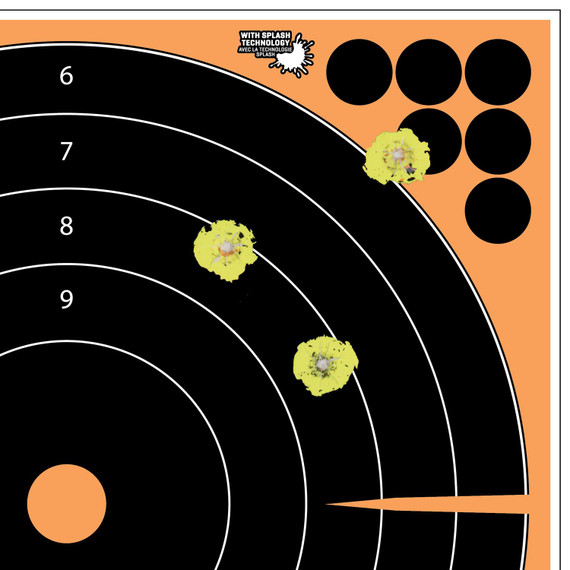 EZ-Aim 15317 Splash Reactive Target Self-Adhesive Paper Black/Orange Bullseye Includes Pasters 5 Pack