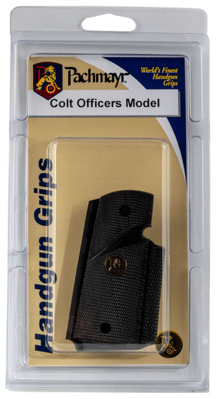 Pachmayr 02545 Signature Grip Wraparound Checkered Black Rubber for Colt Officer