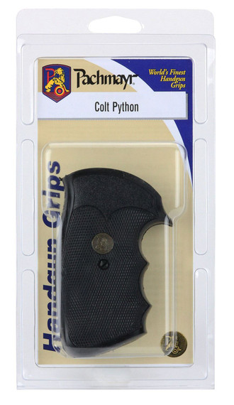 Pachmayr 02528 Gripper Grip Checkered Black Rubber with Finger Grooves for Colt Python, Trooper