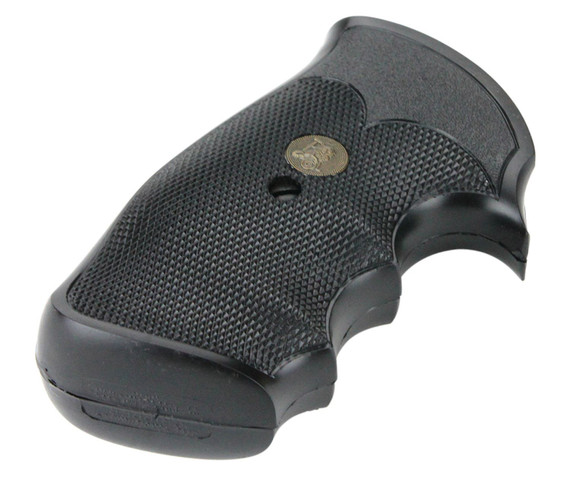 Pachmayr 02528 Gripper Grip Checkered Black Rubber with Finger Grooves for Colt Python, Trooper