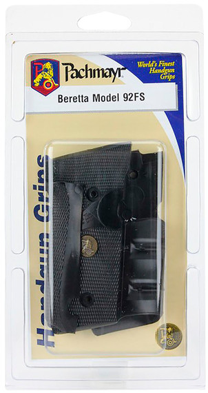 Pachmayr 02500 Signature Grip Wraparound Black Rubber with Backstrap & Finger Grooves for Beretta 92FS, 96FS