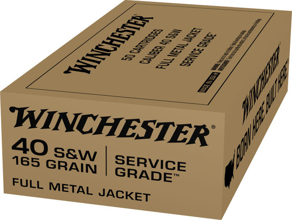 Winchester SG40W Service Grade 40S&W 165gr Full Metal Jacket Flat Nose 50 Per Box/10 Case Centerfire, Handgun Ammunition